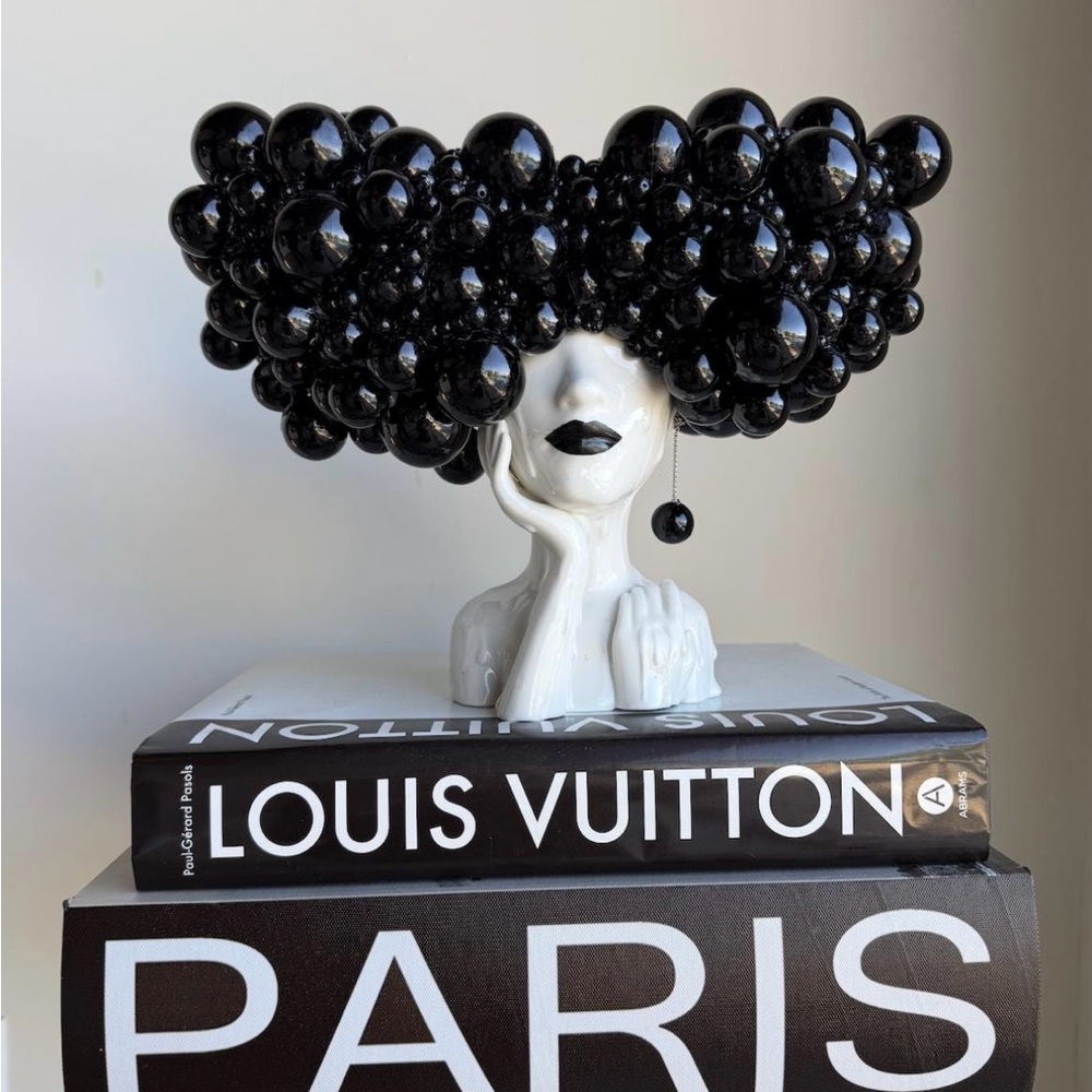 Chic Black and White Bubble Head Sculpture